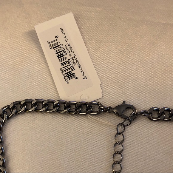 Betsey Johnson Gun Metal Tone Skeleton Hand Y Drop Pendant Necklace Crystal NWT - Picture 8 of 14